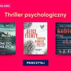 Trzy okładki książek: "Dom do wynajęcia", "Papier, kamień, nożyce" i "Kobieta w oknie" – idealne na wieczór z thrillerem psychologicznym.