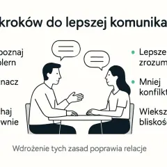 5 kroków do lepszej komunikacji w związku: rozpoznaj problem, wyznacz cele, słuchaj aktywnie, by osiągnąć lepsze zrozumienie, mniej konfliktów i większą bliskość.