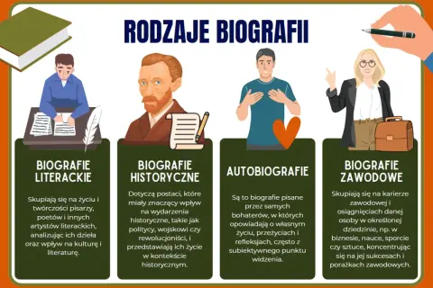 Rodzaje biografii: literackie, historyczne, autobiografie, zawodowe. Opis i analiza różnych form opowiadania o życiu.